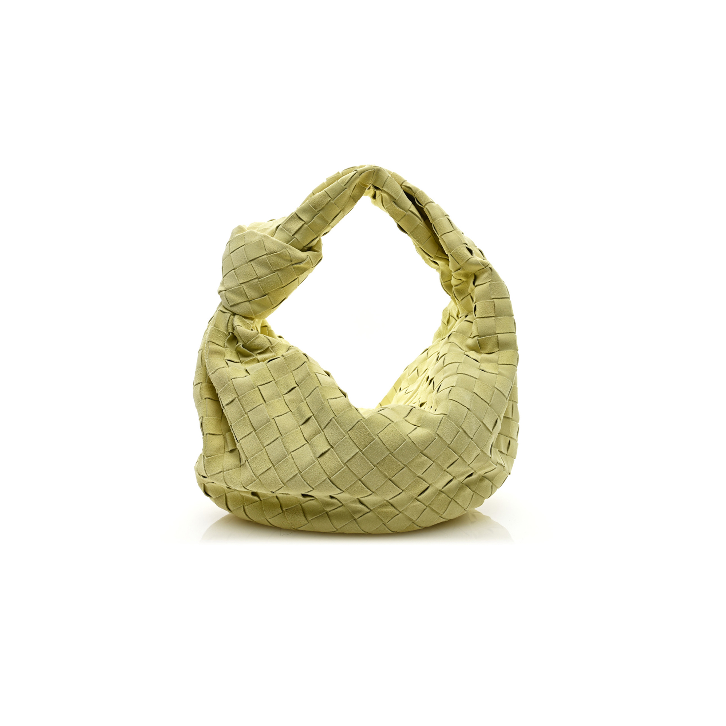 bo*te*ga Ve*ne*ta suede calfskin intrecciato teen jodie hobo lemon wash (38*25*8cm)